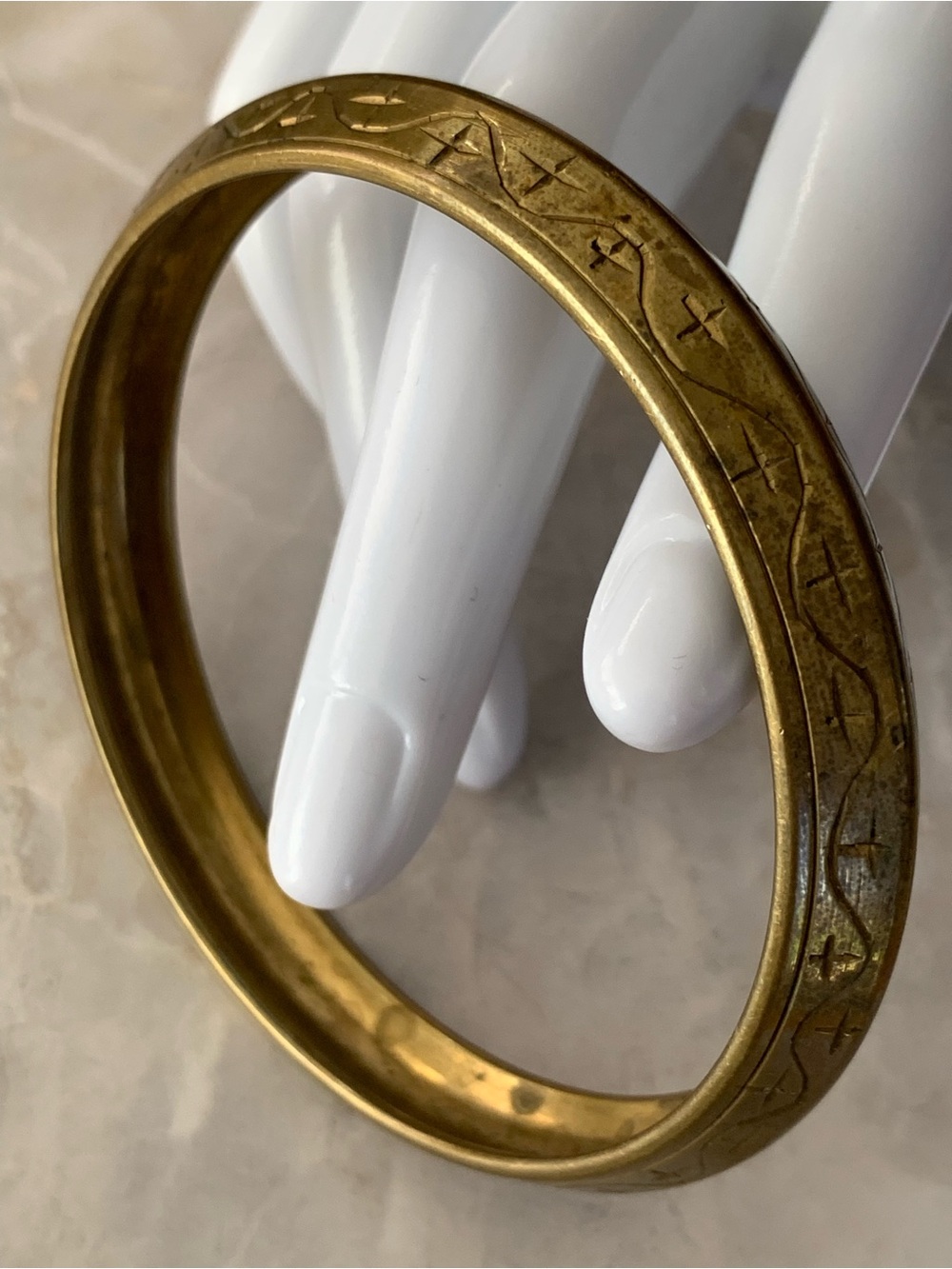 Brass Etched Vintage Bangle Bracelet